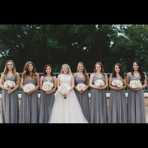 J. Crew Heidi Long Dress in Silk Chiffon-Gray