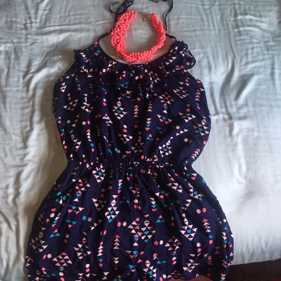 *LOWEST PRICE* Geometric print halter romper