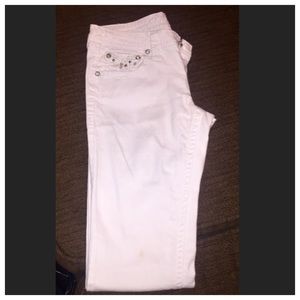 White jeans straight leg with embellishments