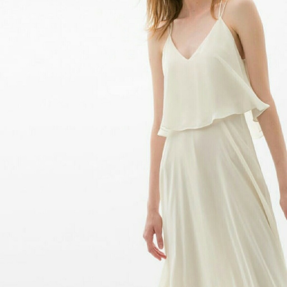 Zara Cream White Maxi Dress with Fine Straps