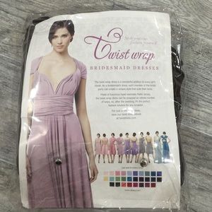 Brown Dessy twist wrap dress