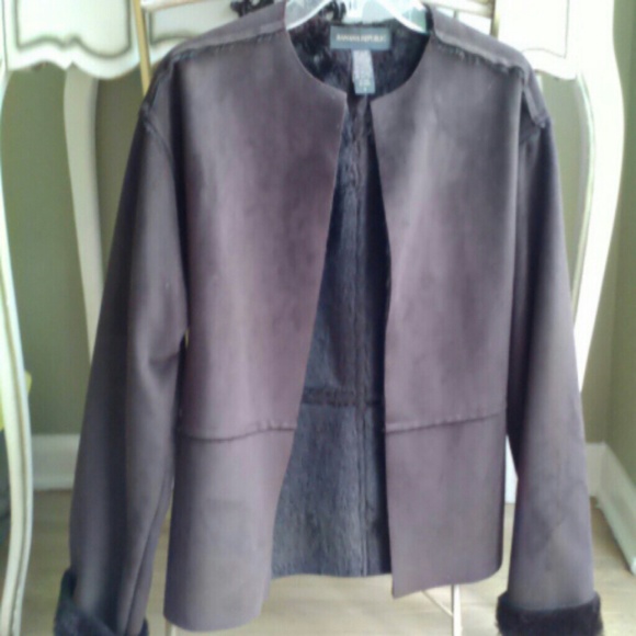 Banana Republic brown faux suede and fur jacket