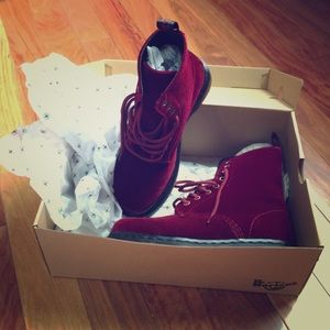 Dr. Martens Red Velvet Boots
