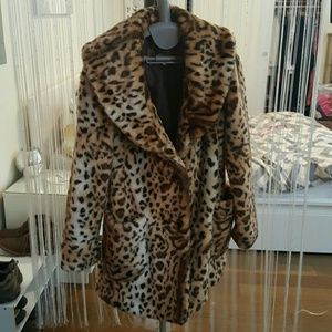 Guess Leopard Faux Fur Coat