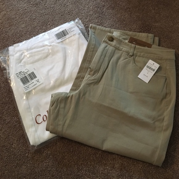 Tan and white capris