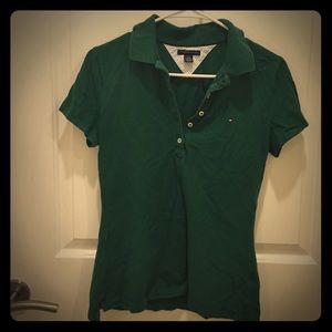 Green Tommy fitted collared top