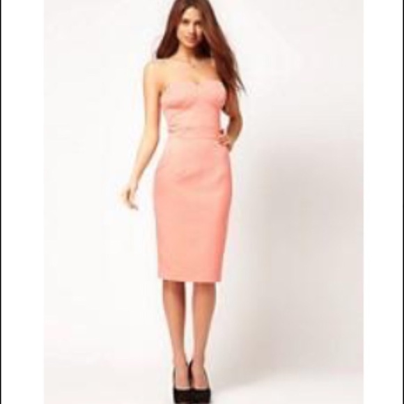 coral bodycon midi dress