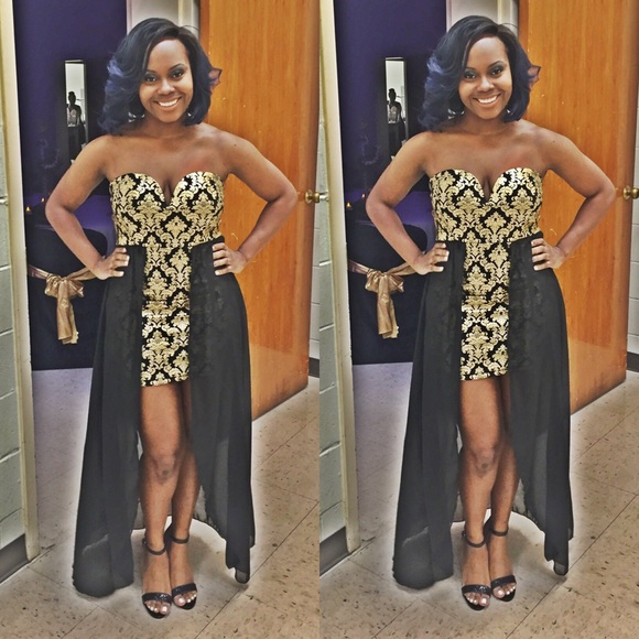 Black & Gold High Low Dress