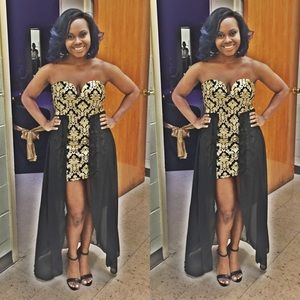 Black & Gold High Low Dress