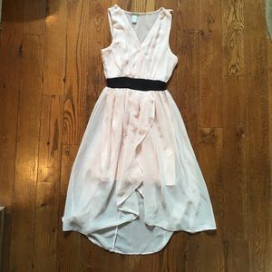 Peach, see through dress