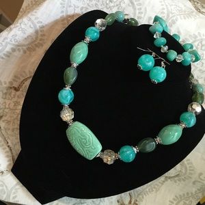 Bead Necklace Earrings Bracelet Set