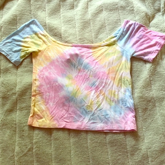 O-Mighty 🌷 Rainbow Tie Dye Bardot Crop Top