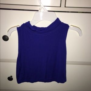 Blue cropped turtleneck