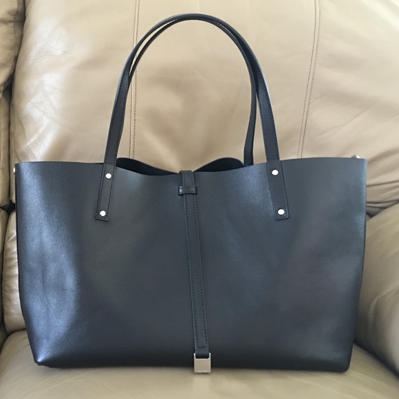 Tiffany & Co black leather tote