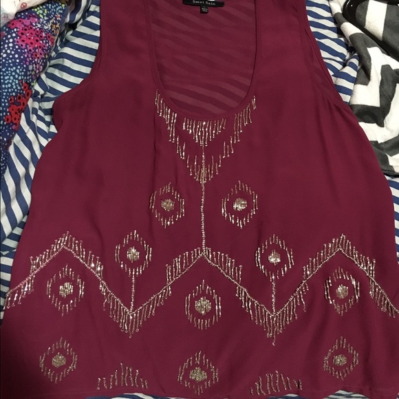 Semi-sheer jeweled tank