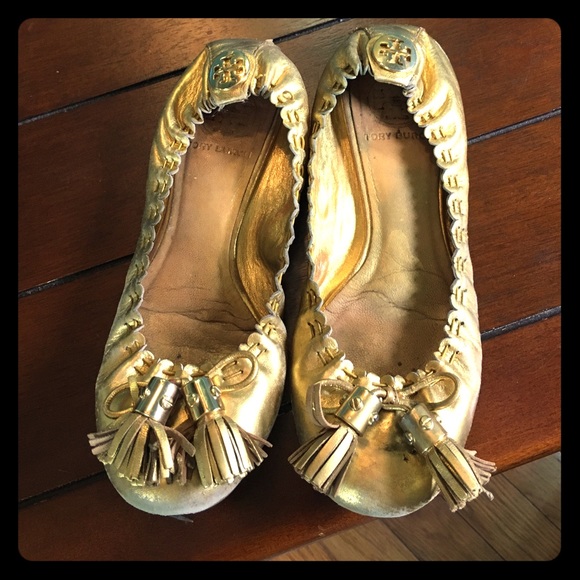 Tory Burch Gold Flats