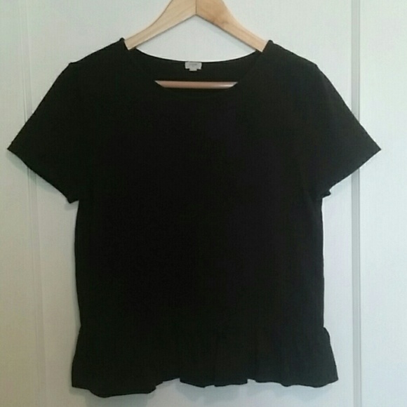 J. Crew Factory black cotton peplum top