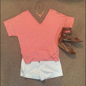 Peach Piko v-neck