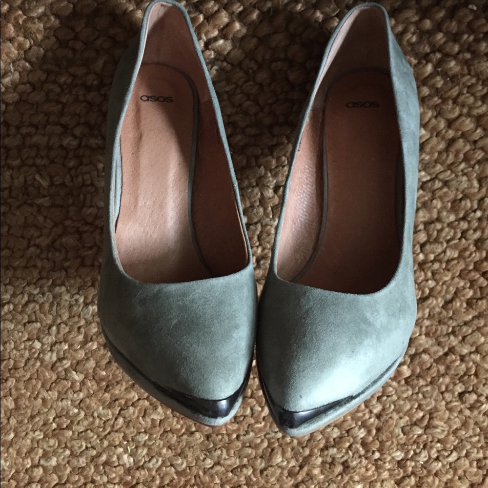 NWOB ASOS PARLOUR SAGE SUEDE LEATHER PUMPS HEELS 9 - Picture 5 of 8