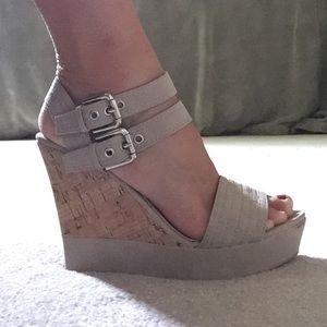 Cream/tan colored wedges