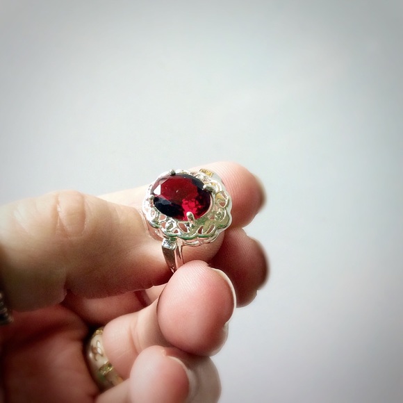 Silver Ring Red Stone