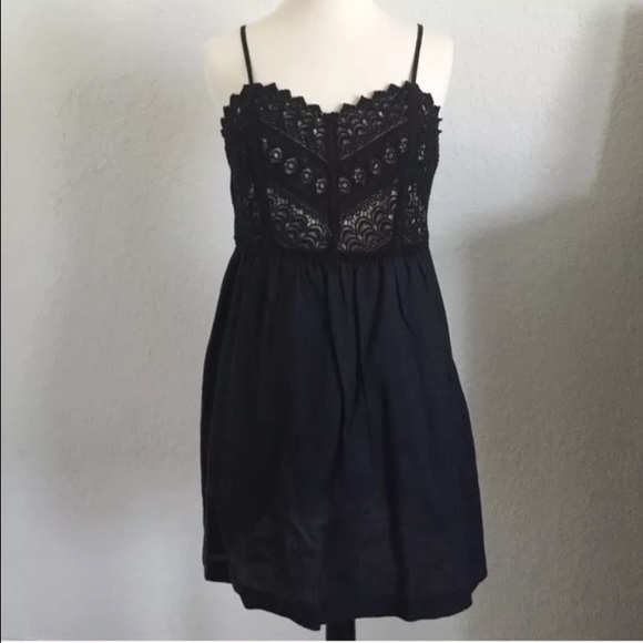 Linen dance formal dress lace LBD black