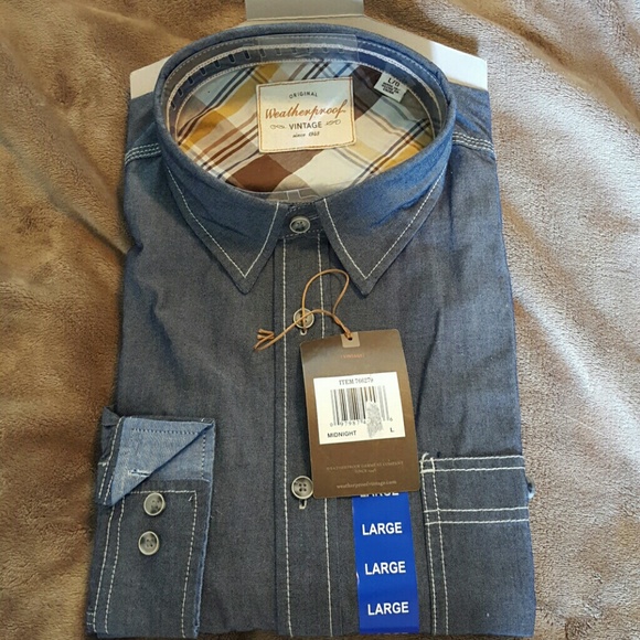 Mens Weatherproof Long Sleeve Dress Shirt Large