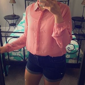 Long sleeve sheer blouse