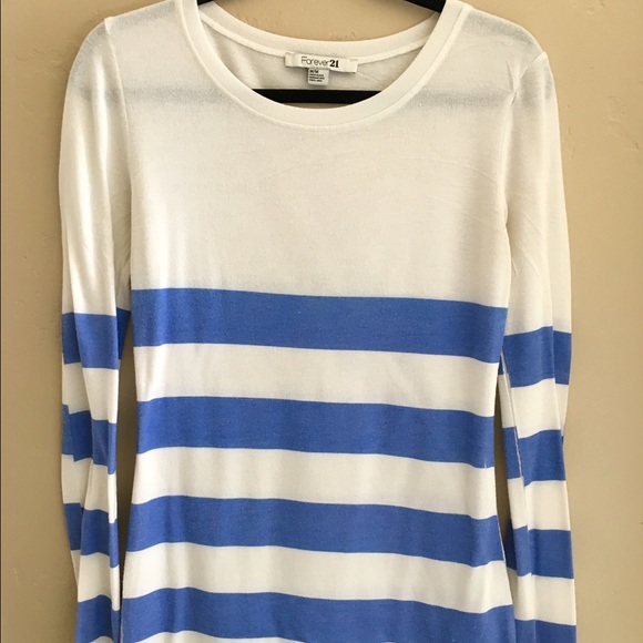 long sleeve blue and white stripped dress