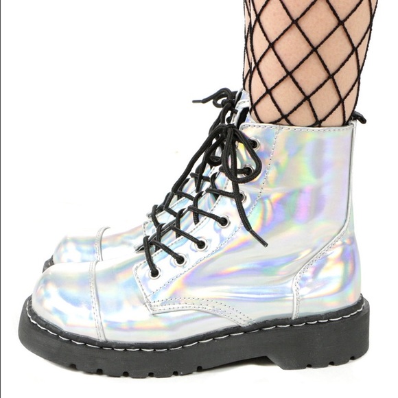 ‼️ISO‼️T.U.K. Anarchic Holographic Hologram Boots - Picture 2 of 3