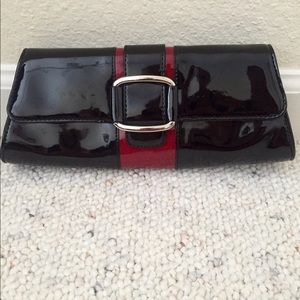 Ann Taylor black/red patent clutch
