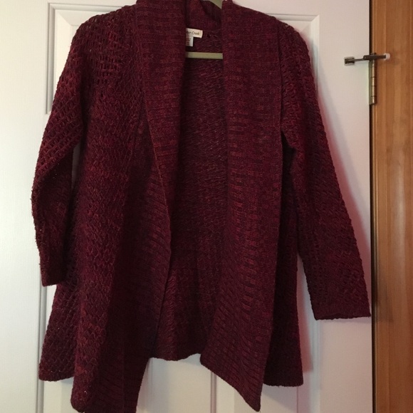 Red knit cardigan