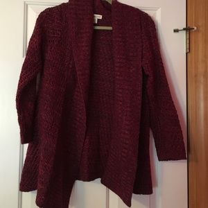 Red knit cardigan