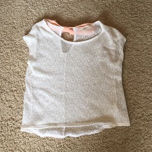 White knit top with peach bow