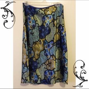 Satin stretch blue and gold skirt