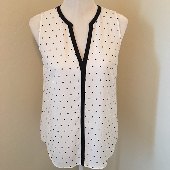 INC Black and White Polka Dot Top