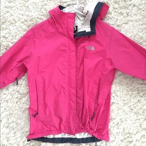 pink the north face rain jacket