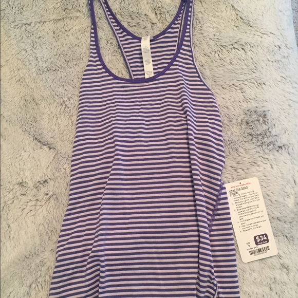 Lulu lemon purple striped tank top size 2