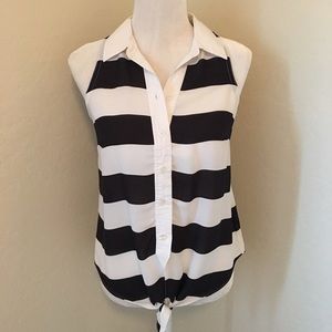 INC Black and White Striped Shirt