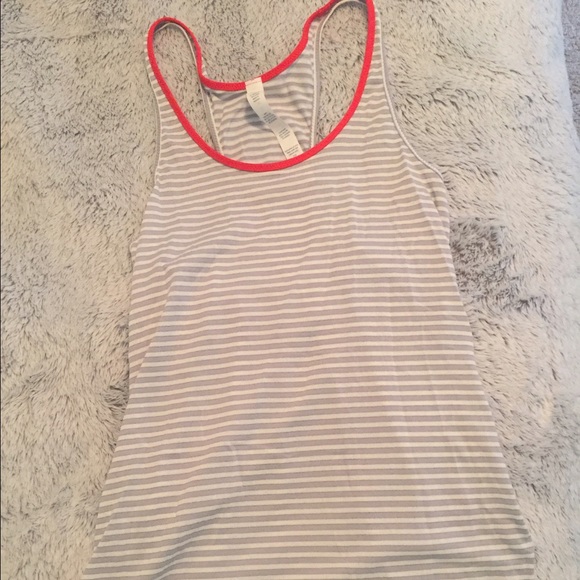 Lulu lemon coral and gray striped tank top sz 2