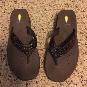 Volatile Alligator print sandals