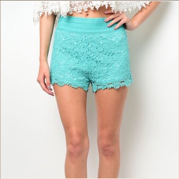 Turquoise Crochet Shorts - Picture 2 of 3