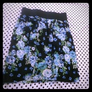 Black floral high waisted skirt one clothing