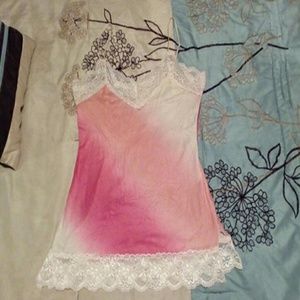 Maurice pink ombre tank.  With lace.
