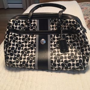 Black and white Coach Signature satchel