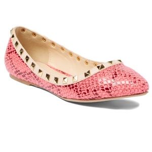 Wild Diva Lounge "Pippa" Studded Pink Flats