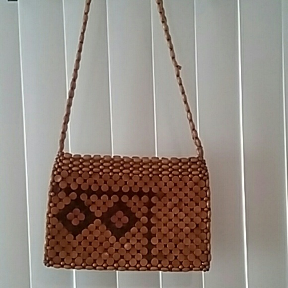 Women's wooden crossbody pocketbook