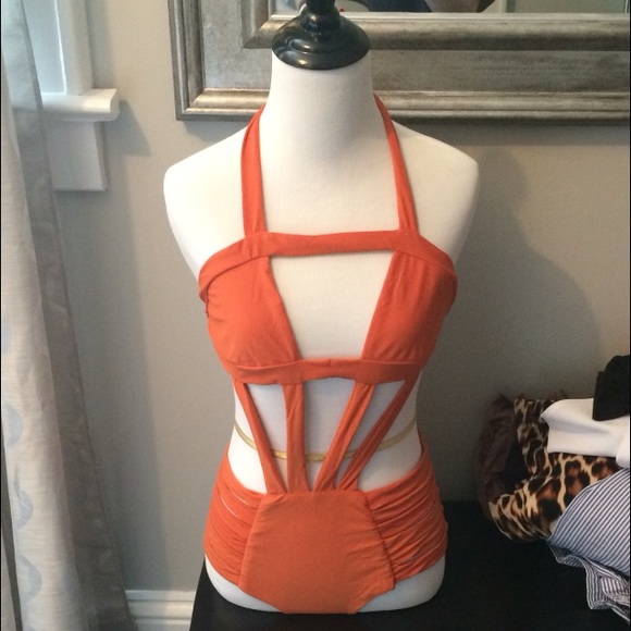 cute sexy orange one piece