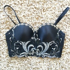Marciano Black Beaded Bustier Bra Top