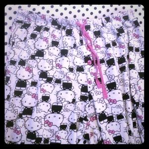 Hello kitty Sanrio pajama pants black pink medium
